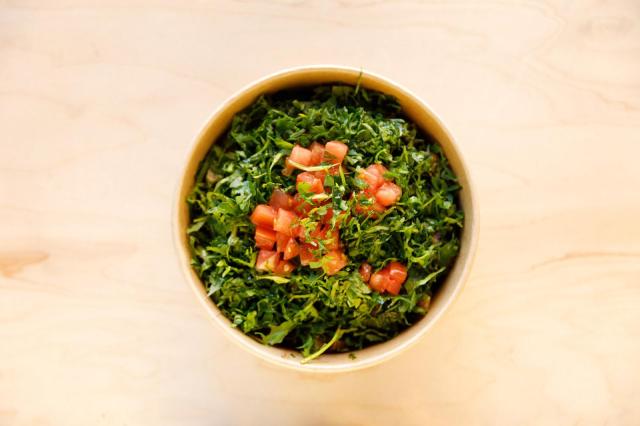 Manousheh: Tabbouleh, 5 x $8.00
traditional lebanese salad with parsley, tomato, onion, lemon juice, and olive oil dressing