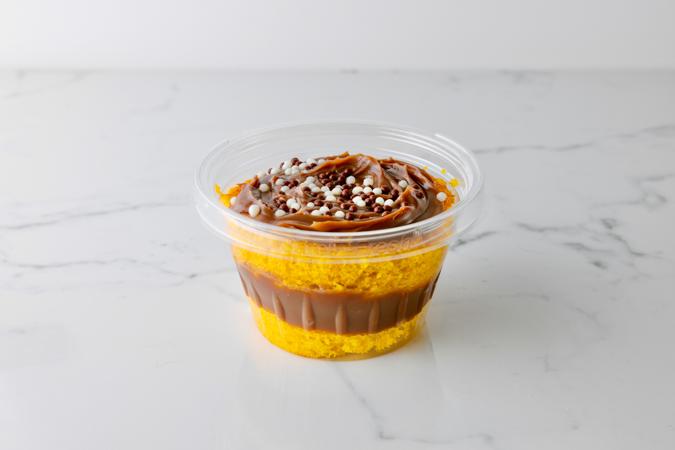 Brigadeiro Bakery: Cake Jar Carrot , 1 x $11.99
Our most popular cakes conveniently packed so you can treat yourself on the go and anytime.
Our Brazilian Carrot Cake ingredients: carrot, eggs, canola oil, flour, sugar, baking powder, milk, dark chocolate, cocoa powder, corn starch, chocolate sprinkles.
Shelf Life: 7 days refrigerated
