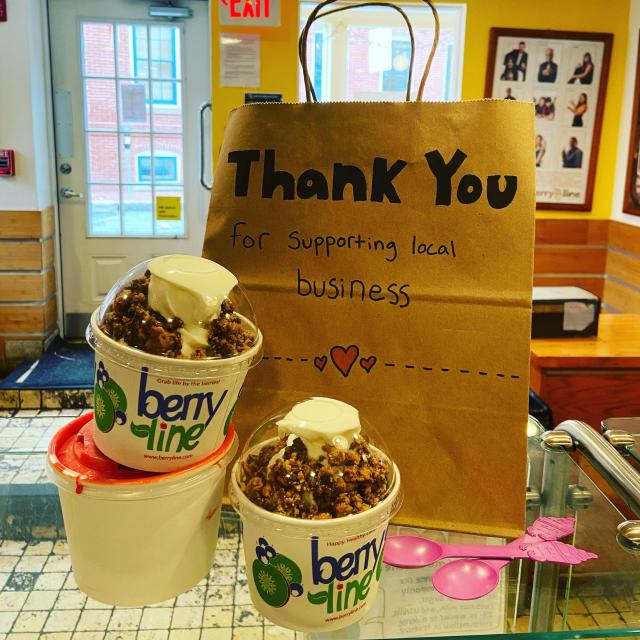 BerryLine: Pint +Multi, 1 x $10.24
Choose one of our award winning frozen yogurt or ice cream flavors! Our pint with toppings comes with a full small cup of toppings on the side.