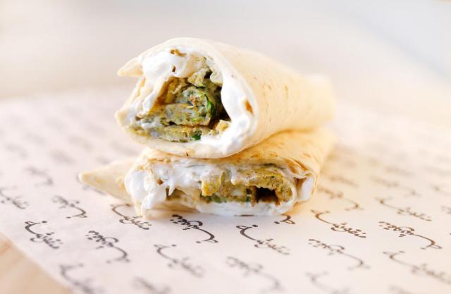 Manousheh: Ijjeh, 1 x $9.00
parsley and scallion omelette baked on our flatbread and served with hummus or labneh