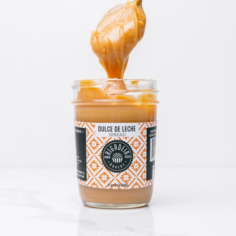 Brigadeiro Bakery: Dulce de Leche Jar , 1 x $16.00
South America's favorite Caramel spread.
Spreadable Dulce de Leche, great for cakes, waffles, dipping, and just straight from the jar.
Ingredients: milk, sugar, butter, corn starch, lecithin.
30 days refrigerated