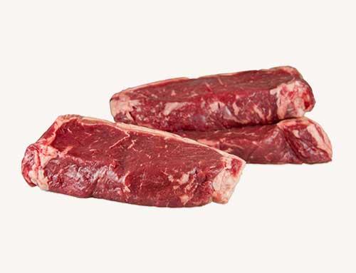 GFB: 100% Grassfed Striploin Vein End, 6.18 x $11.00
Grass-fed and grass-finished halal beef.

The striploin vein end is cut from the section right after the NY strip steak and is equally tender and flavorful, but has a silver skin vein running through it that can be removed either before or after cooking.  It's a great deal at less than half price of NY strip steaks.  Comes in packages of 1.76-2.25 lbs.