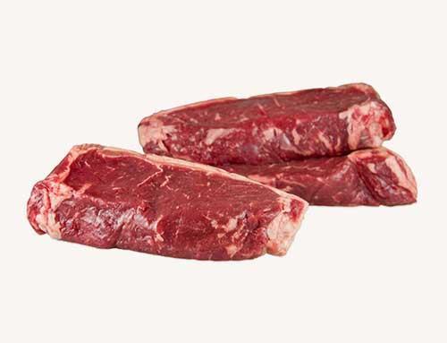 GFB: 100% Grassfed Striploin Vein End, 6.18 x $11.00
Grass-fed and grass-finished halal beef.

The striploin vein end is cut from the section right after the NY strip steak and is equally tender and flavorful, but has a silver skin vein running through it that can be removed either before or after cooking.  It's a great deal at less than half price of NY strip steaks.  Comes in packages of 1.76-2.25 lbs.