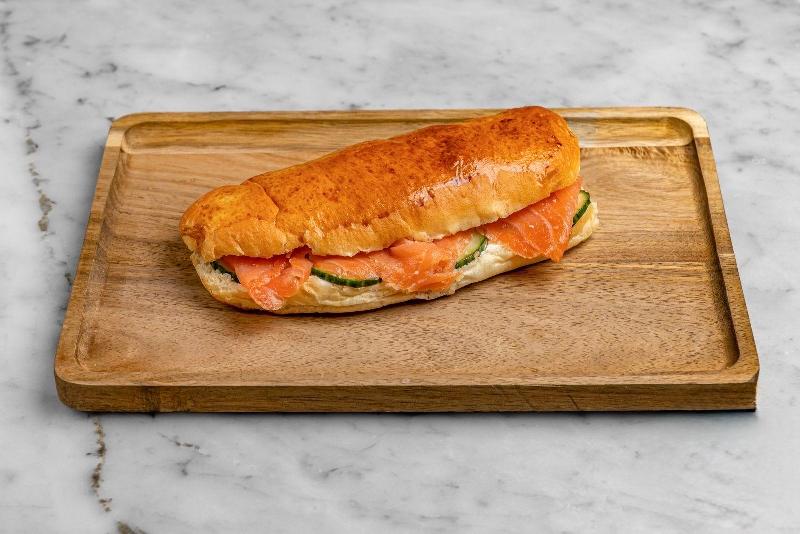 Aux Merveilleux de Fred - West Village: Salmon & Cream cheese Brioche Sandwich, 1 x $8.80
Our Signature Brioche bun filled with salmon and cream cheese, and completed with cucumbers and dill.  A moist, soft and balanced sandwich where bread is a star!