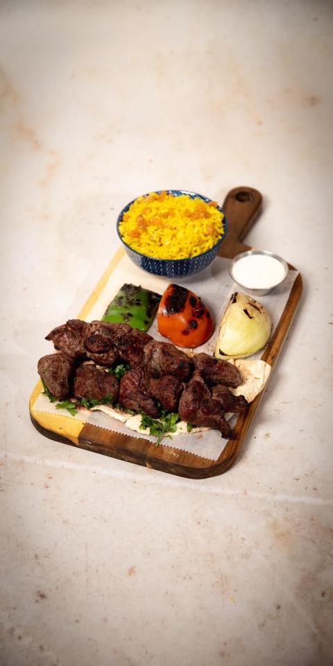 SALMA EAST VILLAGE: Lahme Kabab - Filet Mignon Platter, 1 x $32.50
Beef. Marinated meat cubes