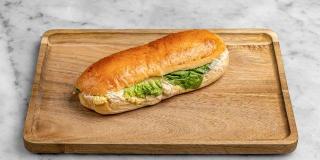 Aux Merveilleux de Fred - Midtown: Mimosa Sandwich, 1 x $8.50
Our signature Brioche bun filled with Parisian ham mustard mayonnaise complemented with salad and eggs. A moist, soft and balanced sandwich where bread is a star!