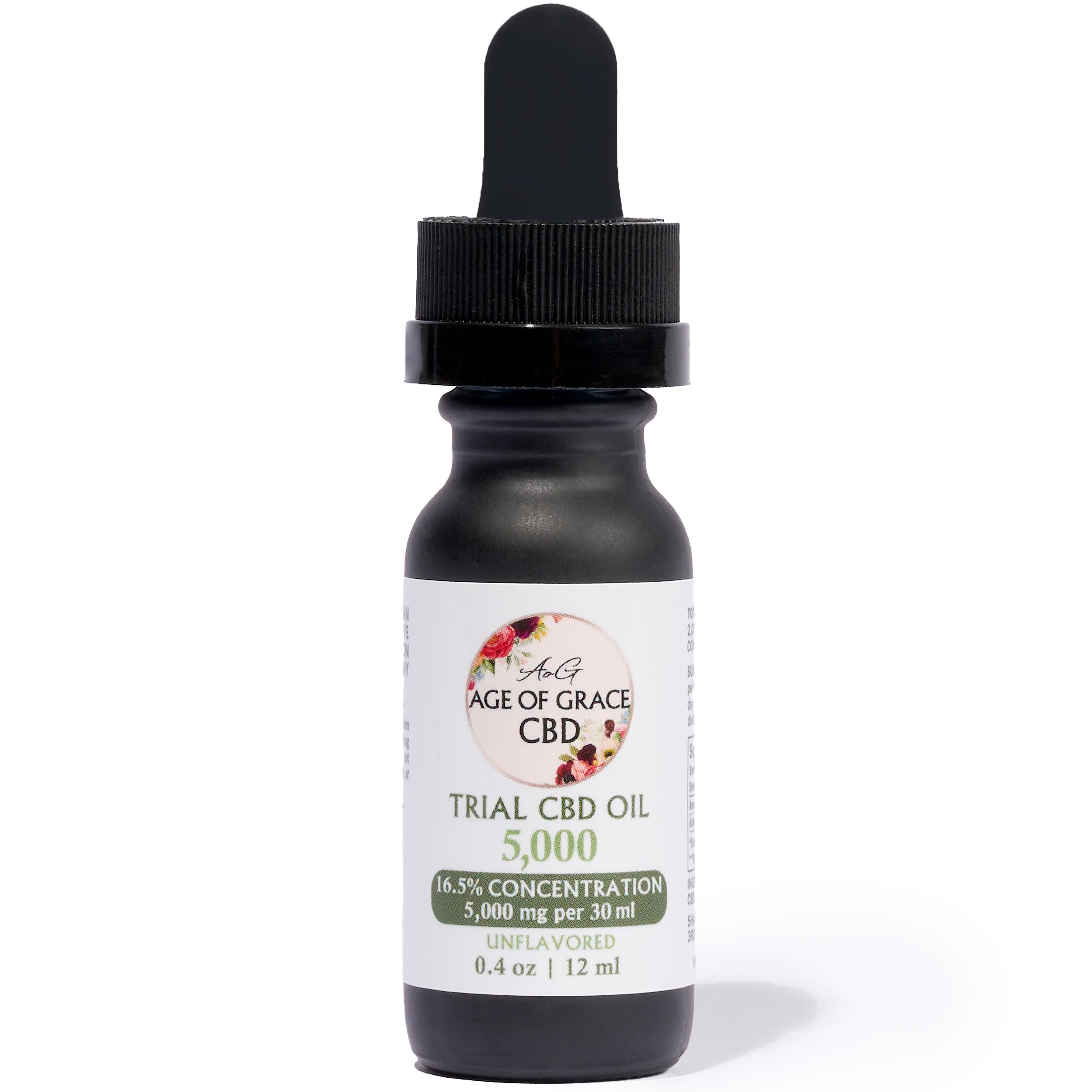 Age of Grace: 5,000 mg Trial Oil, 1 x $43.75
If you’re looking for reliable, high-potency CBD support for sensitive individuals, our 5,000 mg Full-Spectrum CBD Oil is the sweet spot. Designed for individuals who are more sensitive to cannabinoids or new to concentrated formulas, this oil delivers powerful results while offering greater dosing control and a smoother user experience than 10,000 mg alternatives.

It’s packed with beneficial cannabinoids like CBG, CBN, CBC, CBT to deliver the full entourage effect—helping to reduce anxiety, improve sleep, ease pain, and fight inflammation

✅ Why It’s Better for Sensitive Users:
Gentler Dosing: At 167 mg per full dropper, this formula allows easier titration to find your ideal daily amount
Versatile Relief: Suitable for managing moderate pain, stress, and inflammation while being easier on the system

Ingredients:
Organic MCT Oil
Full Spectrum CBD, <0.3% THC, 3rd Party Tested

Note:
Subscriptions are scheduled for the first of the month regardless of when the first order is placed.