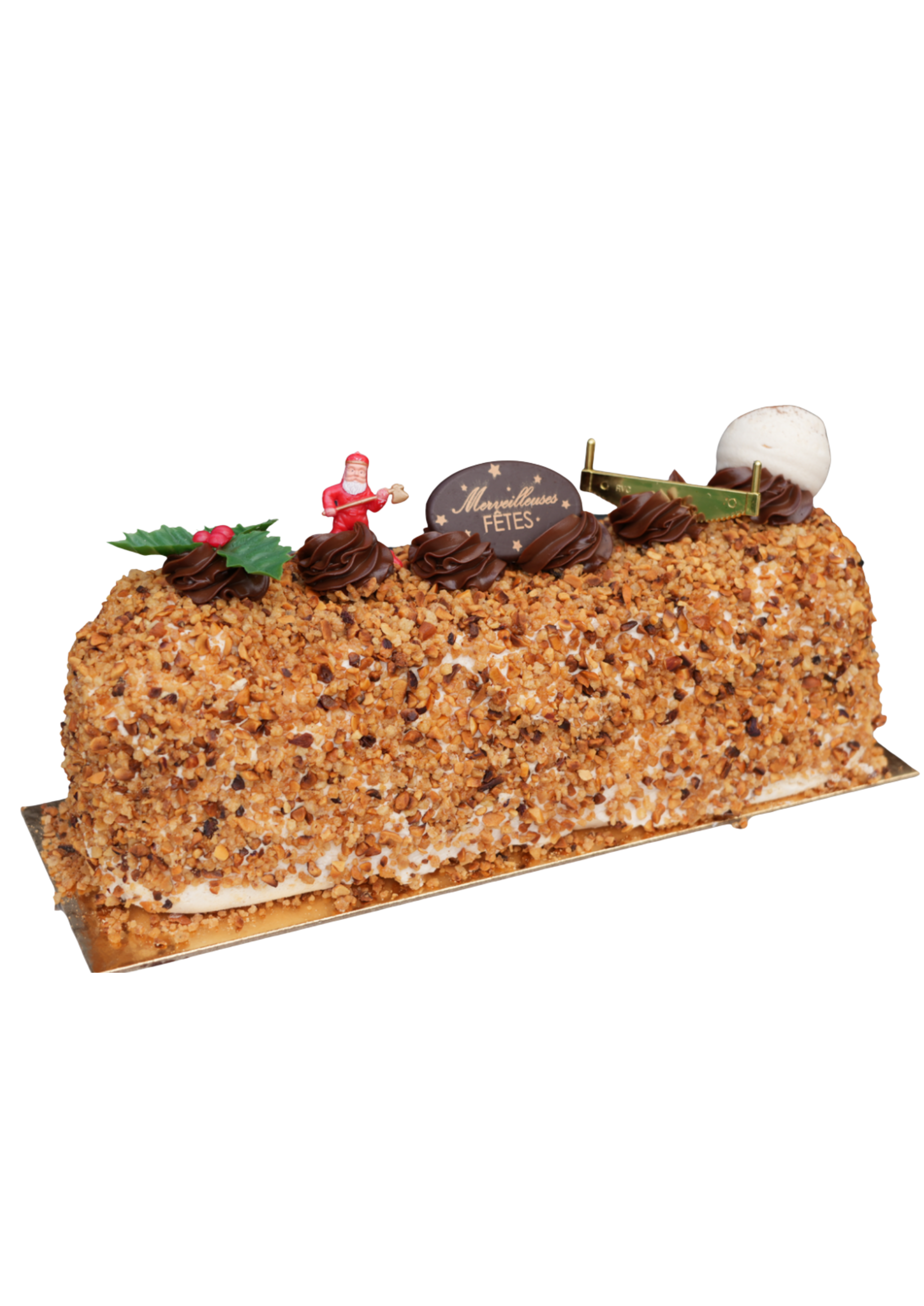 Aux Merveilleux de Fred - West Village: Magnifique Yule Log, 1 x $51.50
Our signature pastry in a Yule log version, cake size for several people.
Made of a base of meringue, mounted with praline whipped cream and coated with crushed caramelized almonds and hazelnuts.