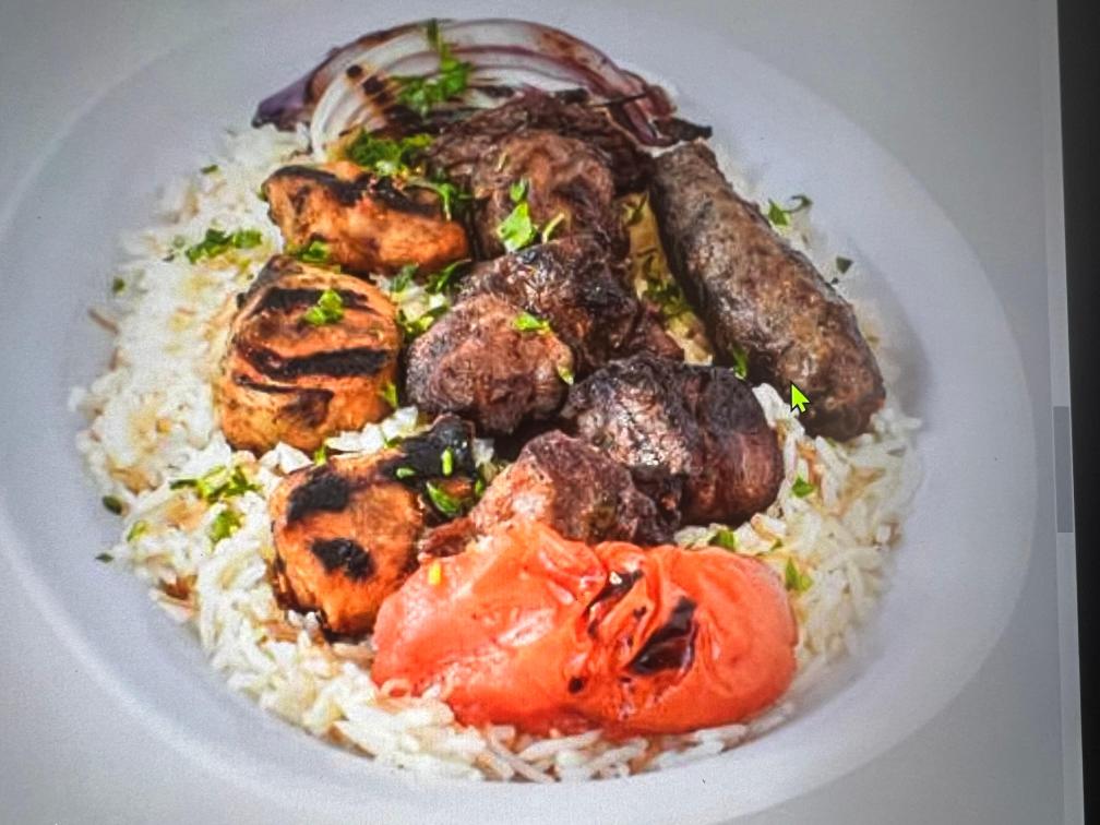 Casba Food And Pastries: Shish Kebob Mix Plate, 1 x $25.00
Indulge in a delightful culinary experience with our Shish Kebob Mix Plate, featuring savory flavors, tender meat, and a variety of high-quality ingredients. Elevate your dining experience with this exquisite dish, and a side of Fattoush salad and pita bread