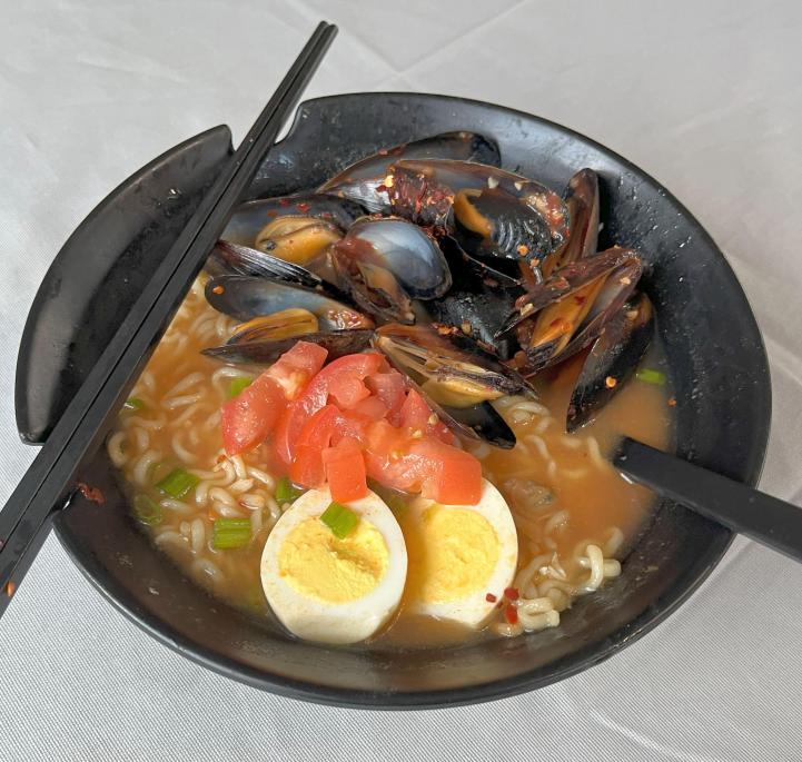 Lobstah On A Roll: Wicked Korean Ramen - Tomato Mussel, 1 x $17.90
Indulge in the ultimate culinary experience with Lobstah Ramen, a unique fusion of spicy Korean-style Ramen with a savory seafood tomato broth topped with fresh mussels. Elevate your taste buds to new heights with this mouthwatering dish - order now and savor every bite!