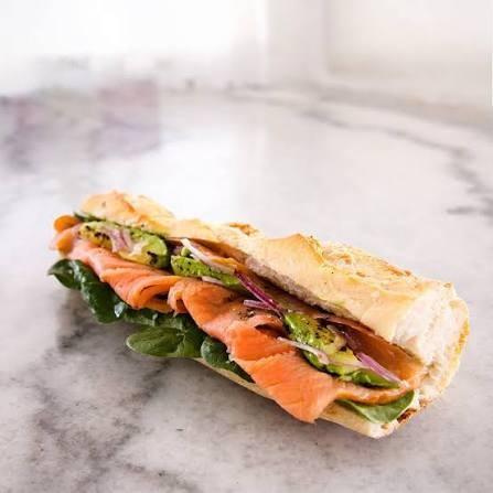 Aux Merveilleux de Fred - West Village: Salmon & Cream cheese Baguette Sandwich, 1 x $9.50