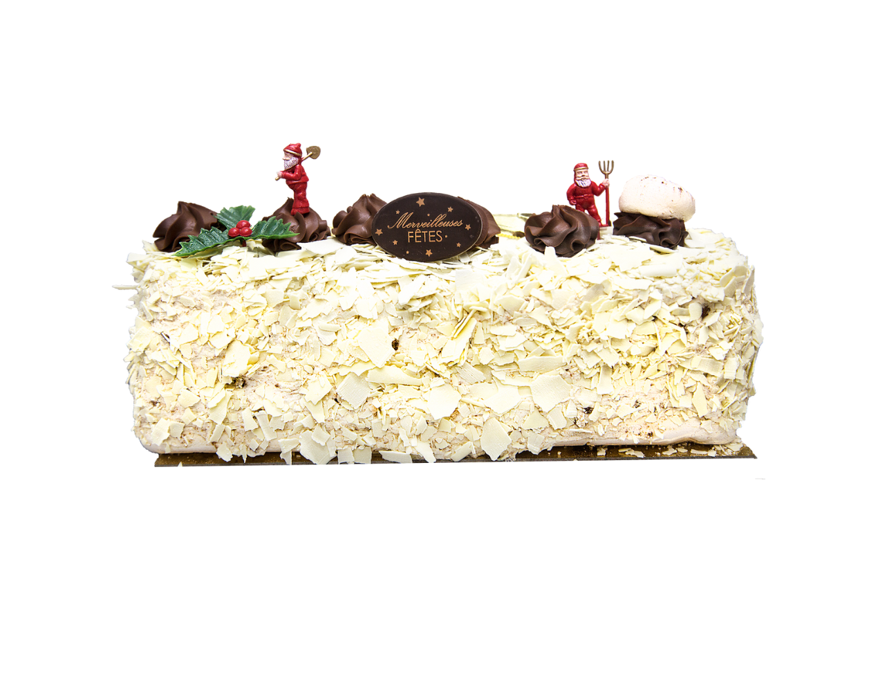 Aux Merveilleux de Fred - Midtown: Incroyable Yule Log, 1 x $34.30
Our signature pastry in a Yule log version, cake size for several people. 
Made of a base of meringue, mounted with Speculoos (cinamon cookie) whipped cream and coated with white chocolate flakes.