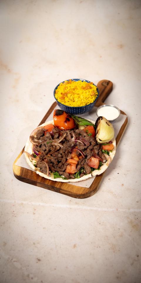 SALMA EAST VILLAGE: Lamb Shawarma Platter, 1 x $21.50
Beef. Thinly sliced cuts of your choice of lamb