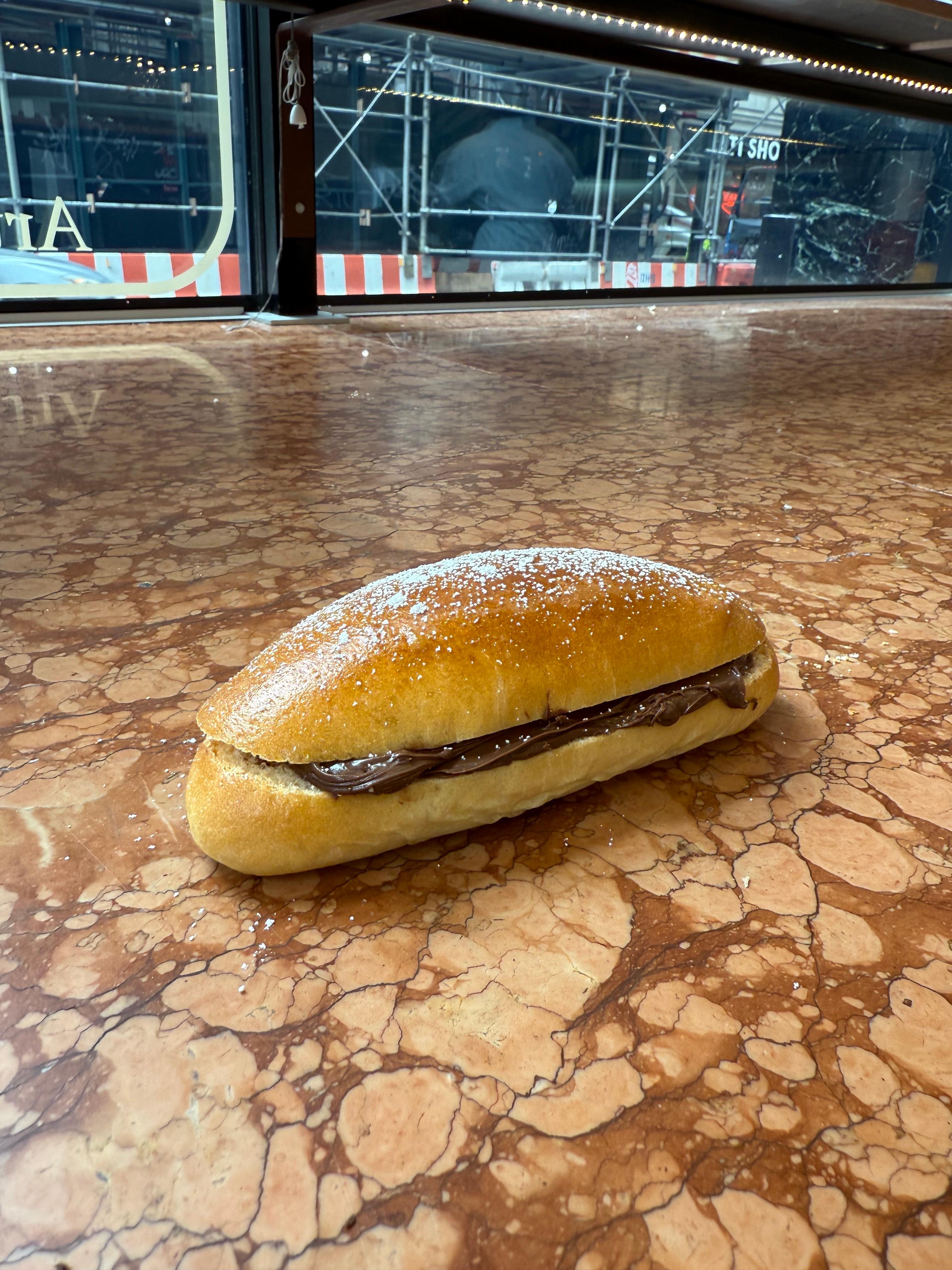 Aux Merveilleux de Fred - West Village: Nutella Milk bread, 1 x $5.40
Small plain brioche with a layer of Nutella spread in the middle.