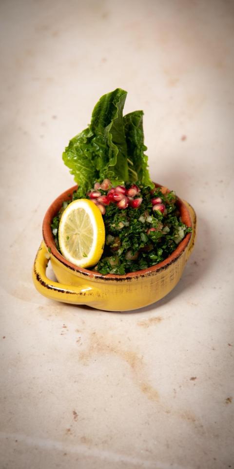 SALMA EAST VILLAGE: Tabbouleh Salad, 1 x $12.50
Gluten. Fresh parsley, tomatoes, cracked wheat, onions, freshly squeezed lemon juice, & virgin olive oil