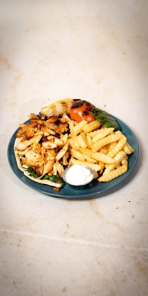 SALMA EAST VILLAGE: Chicken Shawarma Platter Fries, 1 x $24.50
Poultry. Thinly sliced cuts of your choice of chicken