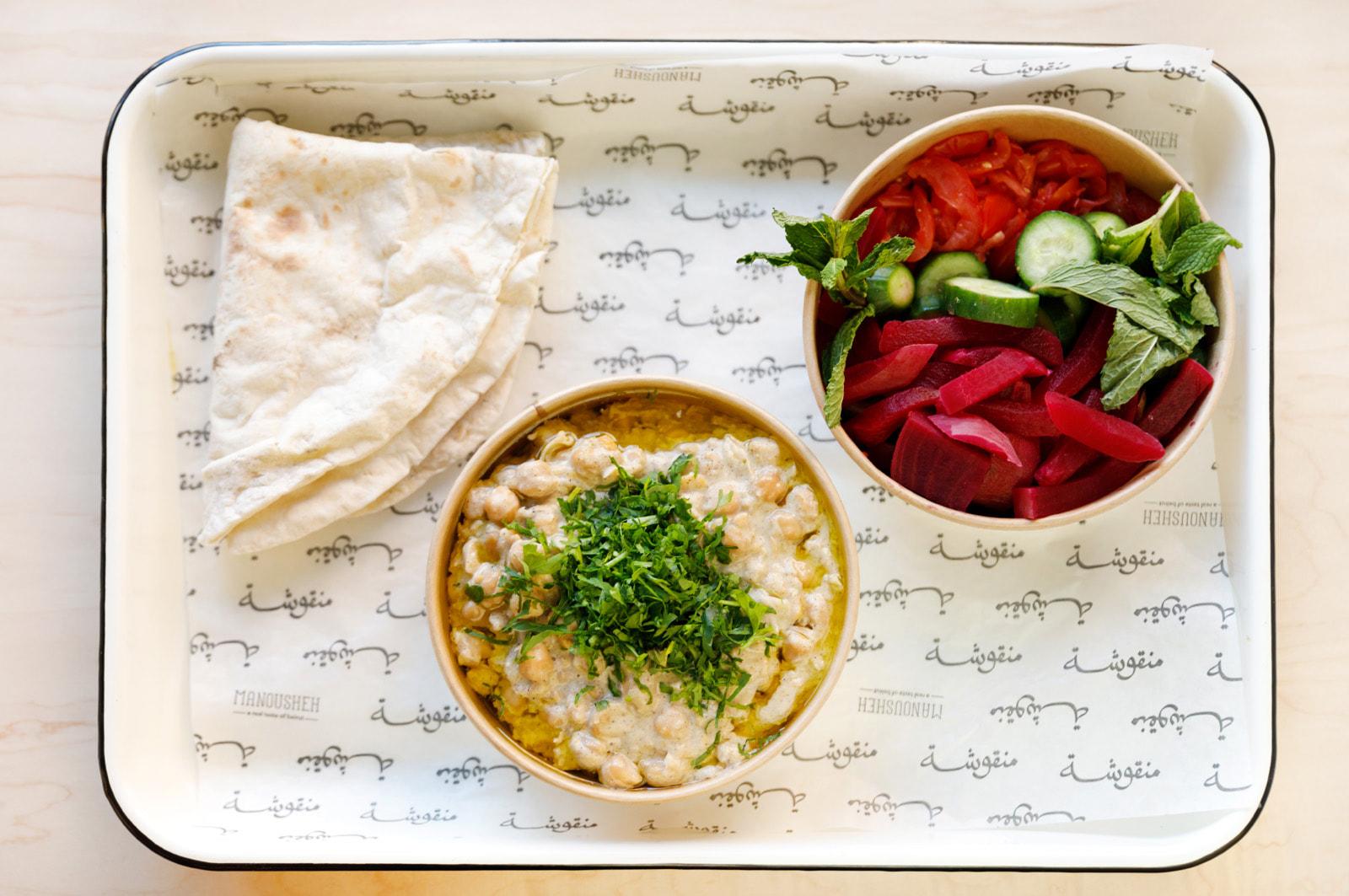 Manousheh: Msabaha (Delivery) , 1 x $12.00
boiled chickpeas mixed with garlic, lemon juice, and tahini, then topped with olive oil and chopped parsley