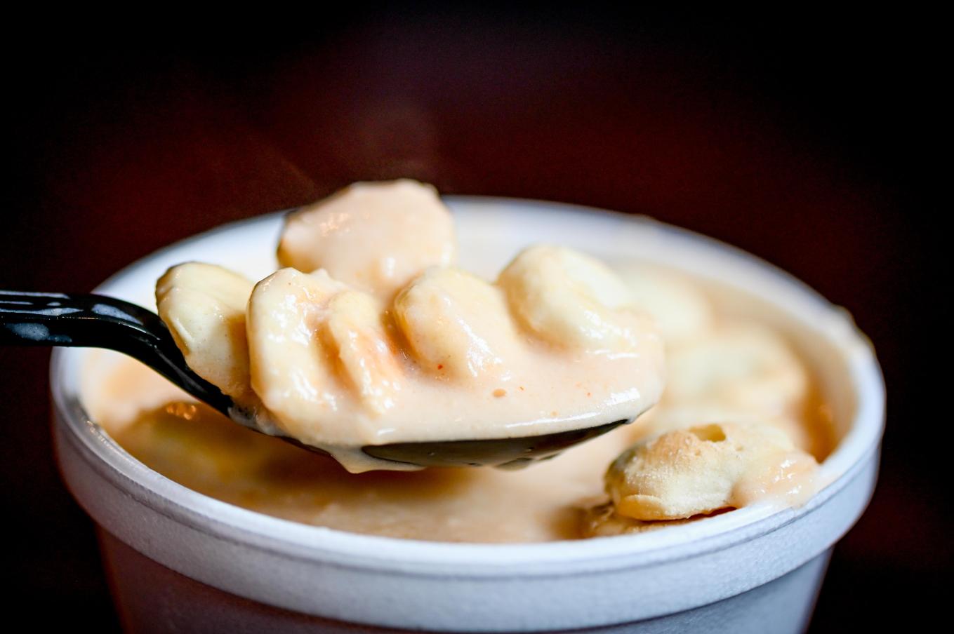 Lobstah On A Roll: Lobstah Bisque , 1 x $9.50
Indulge in the luxurious creaminess and rich flavor of Lobstah Bisque, a seafood delicacy that will tantalize your taste buds with every spoonful. Elevate your dining experience with this irresistible dish - order now and treat yourself to a culinary delight!