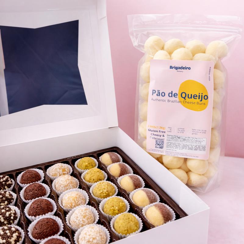 Brigadeiro Bakery: Brazilian Favorites Combo, 1 x $95.00
Bring home the flavors Brazil is famous for with our Brazilian Favorites Combo — the perfect balance of sweet and savory, ready to bake, serve, and enjoy.
This bundle features some of our most loved classics, making it ideal for gatherings, celebrations, gifting, or simply stocking your freezer with comfort food favorites.
What’s included:
• 30 Assorted Brigadeiros
• 1 Party Pack of Frozen Mini Pão de Queijo (1.2kg – approx. 60 Brazilian Cheese Rolls)
• 1 Requeijão (200g)
Warm the pão de queijo until golden and serve with creamy requeijão, then finish with a selection of handcrafted brigadeiros for the ultimate Brazilian experience.
Serves approximately 8–10 people.
Pick-up and delivery available in New York City.