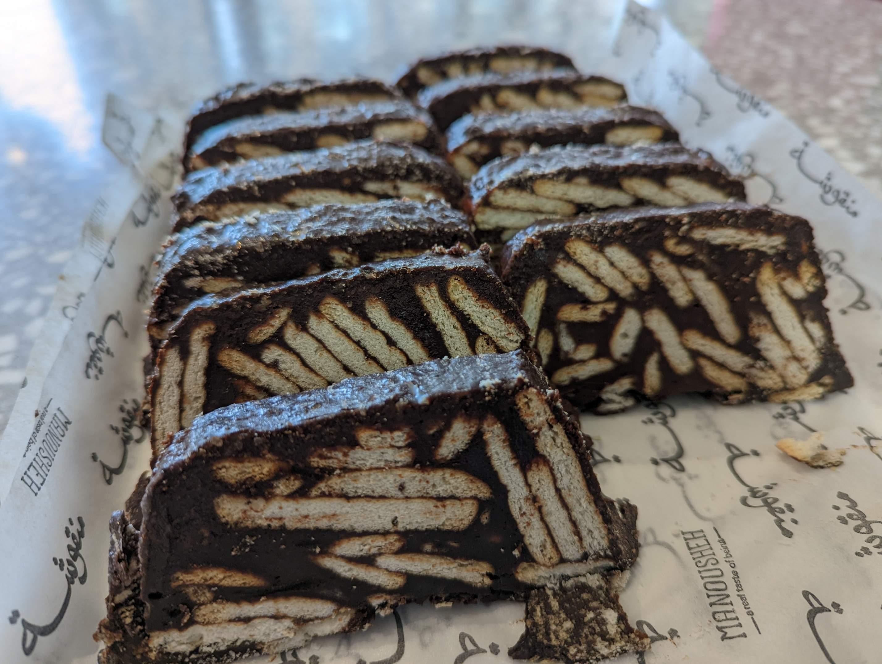 Manousheh: Lazy Cake, 4 x $3.00
chocolate biscuit cake