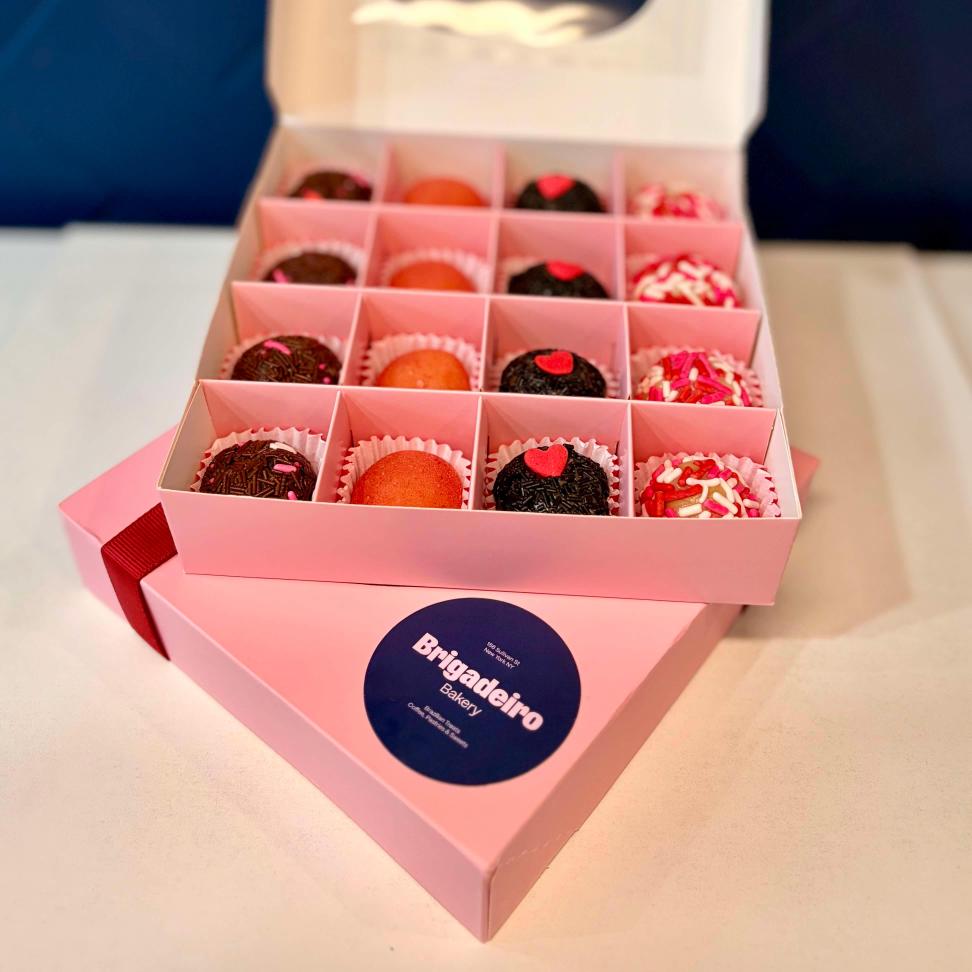 Brigadeiro Bakery: ❤️ Valentine’s Brigadeiro Box (16 or 32 Count), 1 x $38.00
Celebrate love with our Valentine’s Brigadeiro Box, a beautifully curated assortment of our most beloved flavors, created especially for the season of romance.
This elegant box includes 16 handcrafted brigadeiros in four irresistible flavors:
Classic Chocolate topped with festive Valentine’s sprinkles
Milk Chocolate with Valentine’s sprinkles
Dark Chocolate for a rich, intense cocoa experience
February Flavor — Strawberries & Cream, a limited-edition seasonal favorite
Each box is finished with special Valentine’s packaging and a luxurious red ribbon, making it the perfect gift for your sweetheart, friends, or yourself (because self-love counts too).
Want to share even more sweetness? Upgrade to 32 brigadeiros and double the indulgence.
Perfect for:
Valentine’s gifts • Date nights • Office treats • Galentine’s celebrations • Sweet surprises